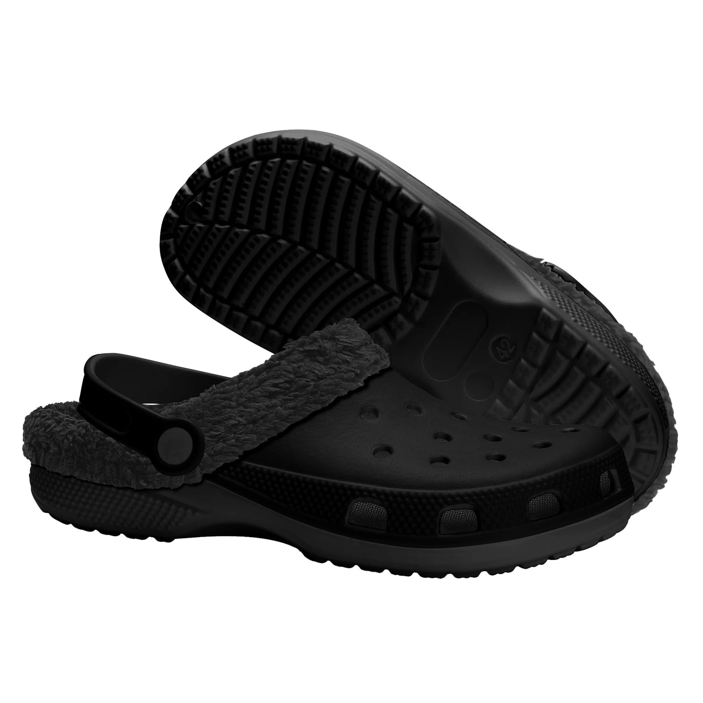 Adults Black Fur Interior Clogs (Black)