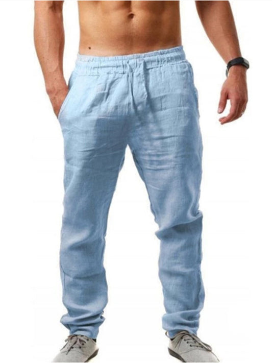 Men's solid elasticated waist loose-fitting casual pants