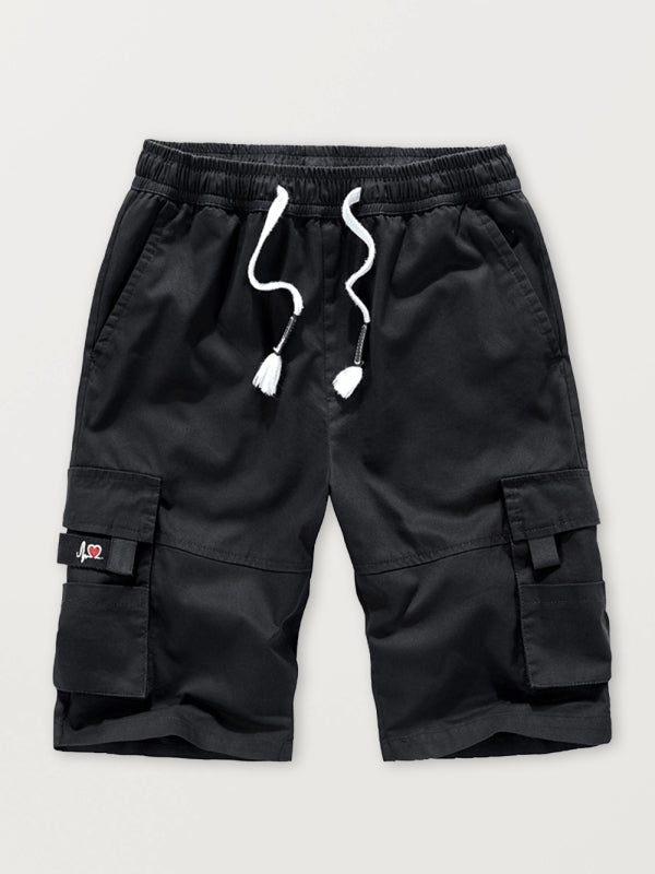 Men's Solid Color Casual Multi-Pocket Cargo Shorts