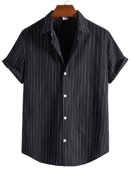Men's Fashion Trend Casual Striped Short Sleeve Shirt