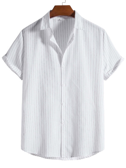 Men's Fashion Trend Casual Striped Short Sleeve Shirt