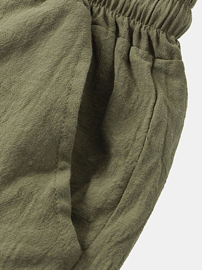 Casual Pants Men's Cotton Linen Beach Pants Korean Style Solid Color Linen Pants