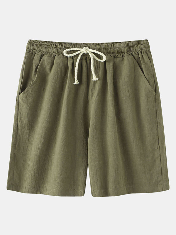 Casual Pants Men's Cotton Linen Beach Pants Korean Style Solid Color Linen Pants