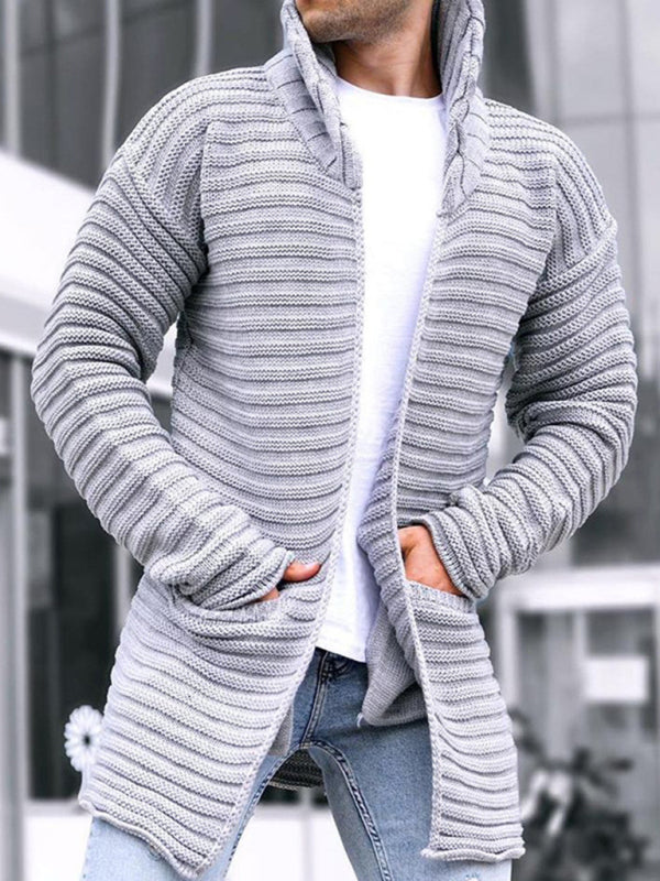 Men's turtleneck long sleeve knitted sweater cardigan