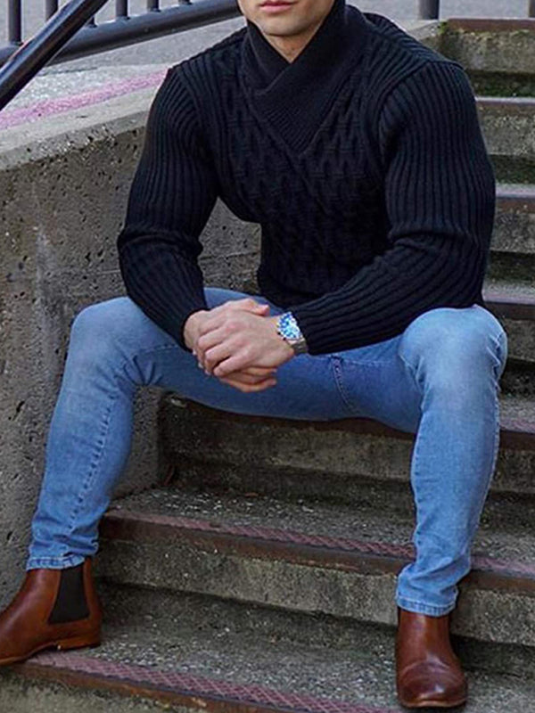 Men's casual pullover warm long sleeve sweater