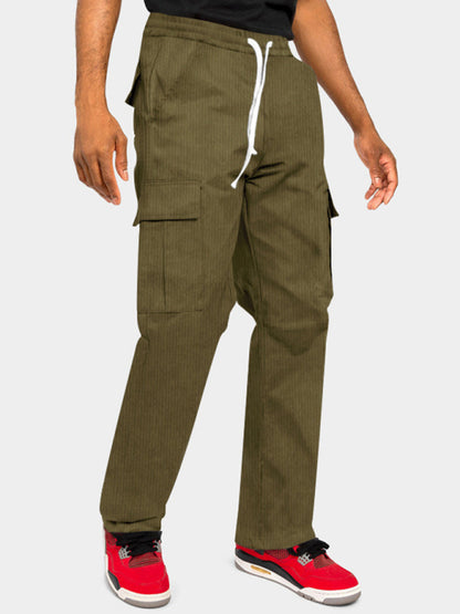 Men's new corduroy workwear loose multi-pocket casual straight trousers