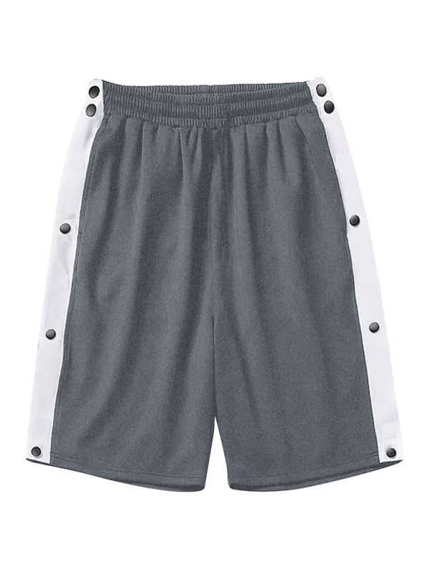 Men's classic trendy loose-fitting casual sports shorts with full side buttons