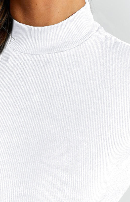 Monochrome Sexy Halter Top With Half-High Neck And Long Sleeves