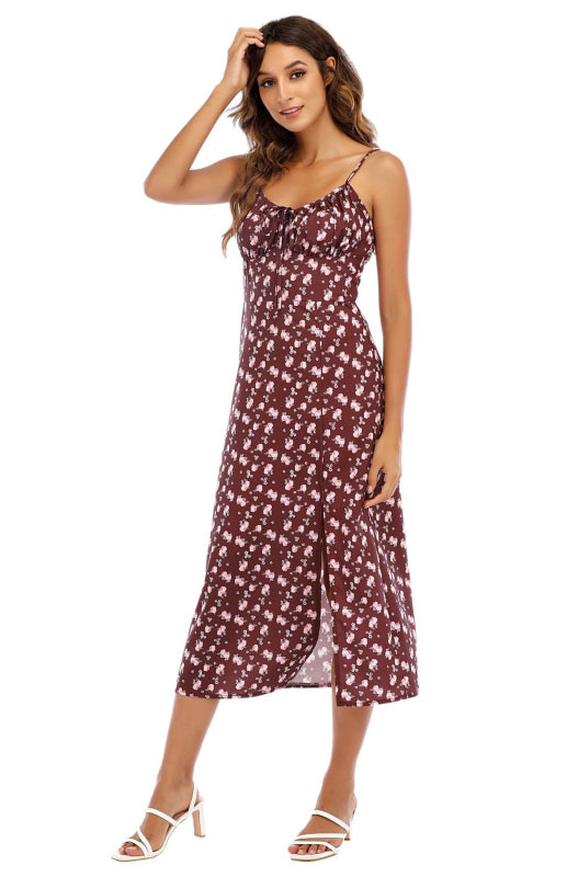 Sling Floral Dress Open Back Slim Pack Hip Dress