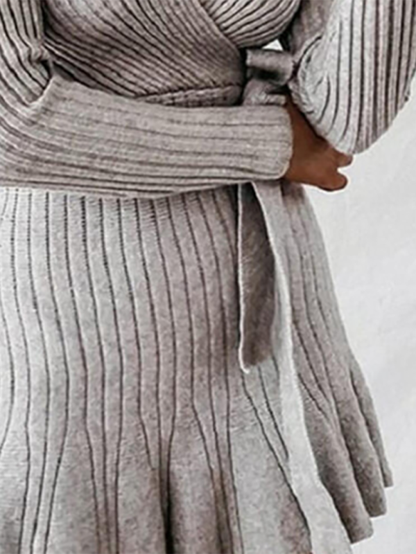 Women's Sexy Deep V Neck Long Sleeve Waist Sweater