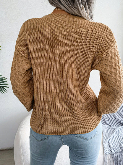 Women's leisure lantern long sleeve knitted sweater