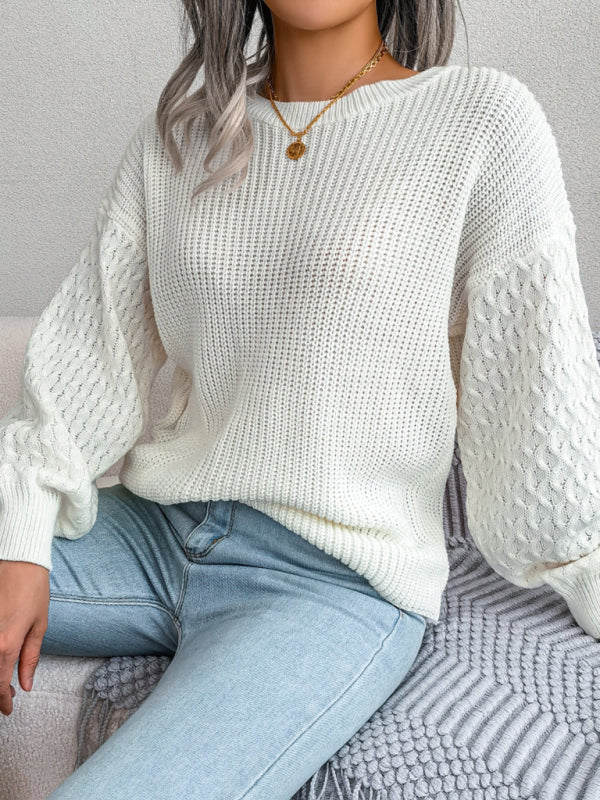 Women's leisure lantern long sleeve knitted sweater