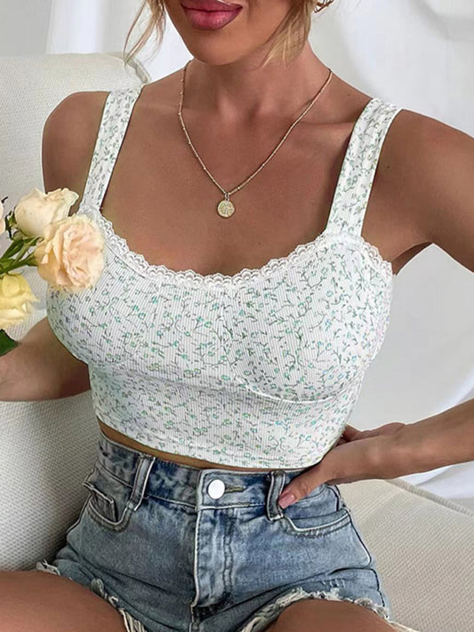 Women's Sexy Floral Sleeveless Lace Tank Top