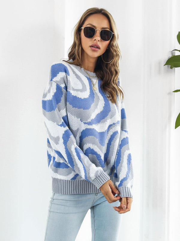 Women's Tie-Dye Jacquard Drop-Shoulder Sleeve Sweater