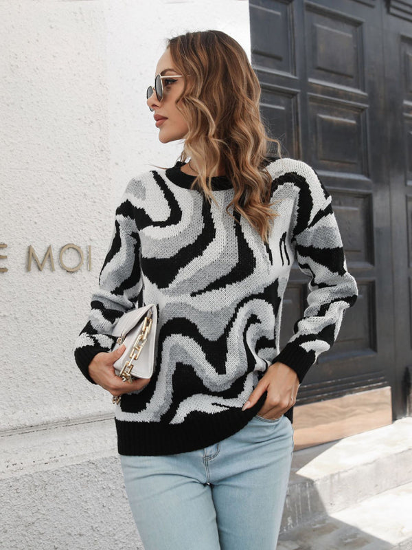 Women's Tie-Dye Jacquard Drop-Shoulder Sleeve Sweater