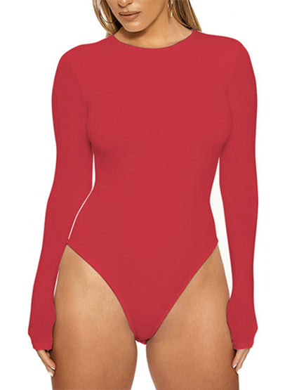 Women's casual bottoming tops long-sleeved tight-fitting jumpsuit