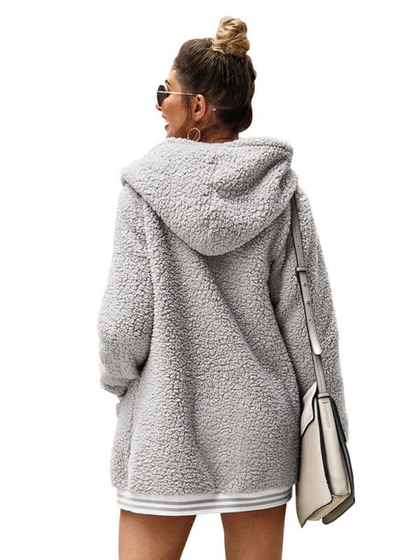 Women's new hooded woolen coat long tops