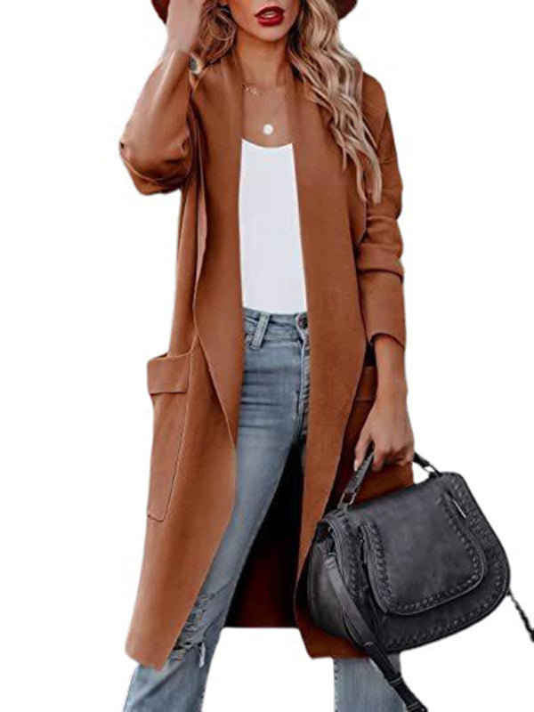Women's casual long high-end women's woolen slim coat coat for women