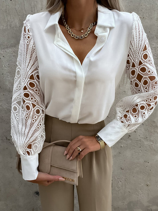 Spring and summer new hot selling women's color lace stitching shirt shirt for women
