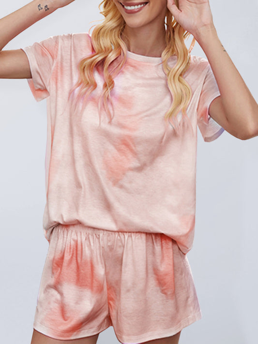 Casual print tie-dye gradient star pajamas short-sleeved homewear set