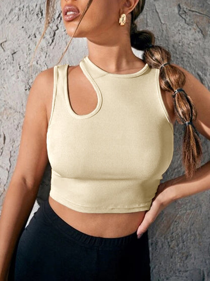 Women's Knitted Hollow Asymmetric Cropped Vest