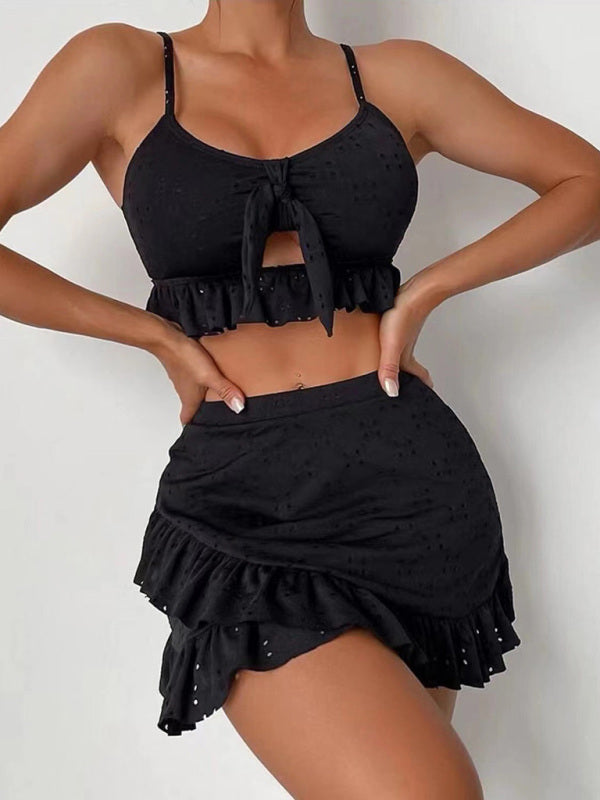 two piece swimsuit package hip skirt three piece swimsuit flash