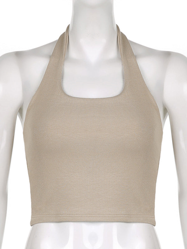 Women's Solid Color Sexy Halter Neck Tank Top