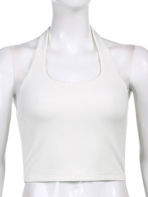Women's Solid Color Sexy Halter Neck Tank Top