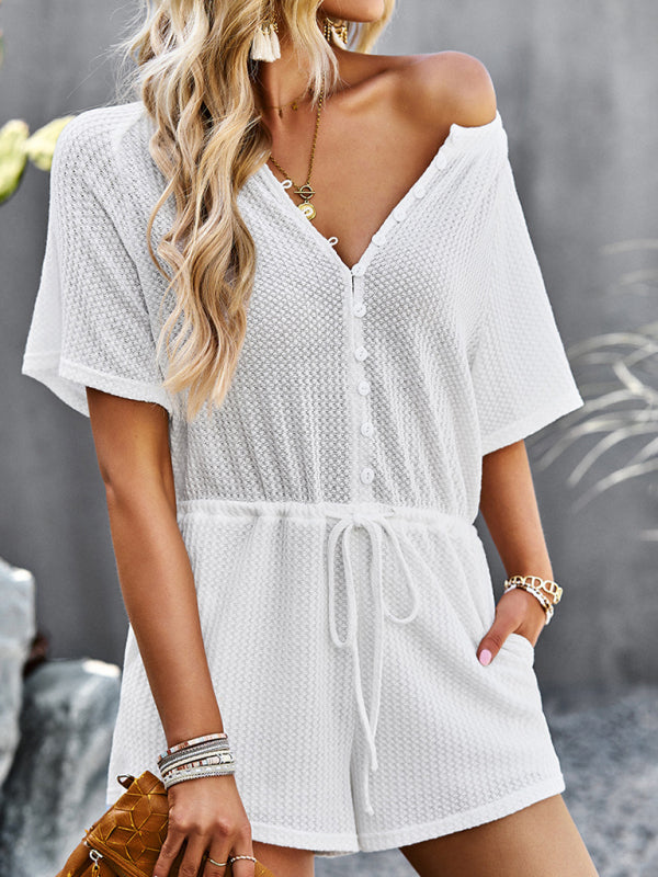 Women's solid color casual jumpsuit