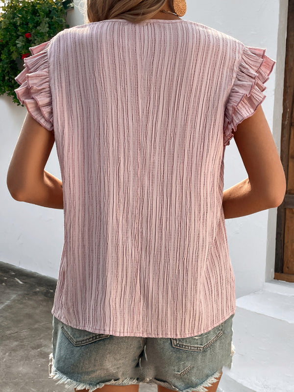 Women's Fashion Sexy Texture Fabric Fly Fly Sleeve Top