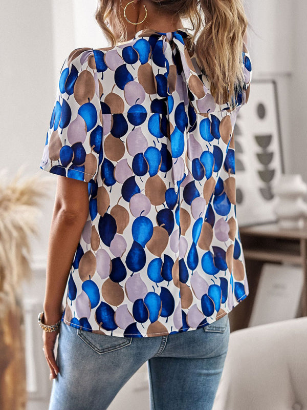 New irregular printing women's short-sleeved shirt