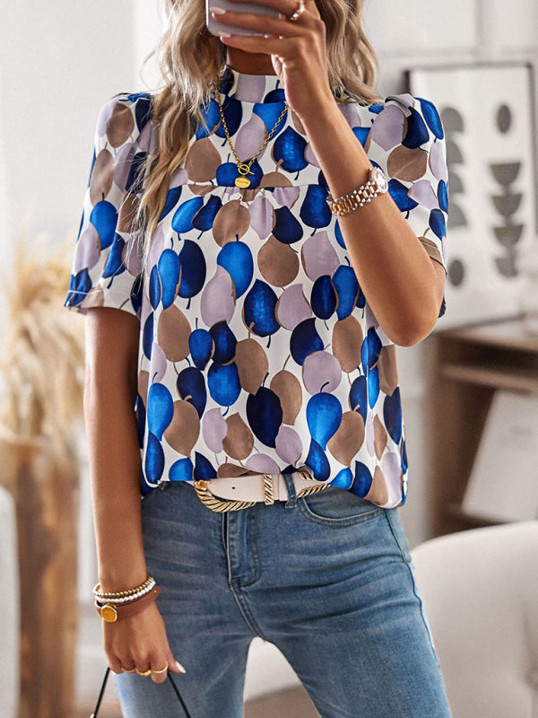 New irregular printing women's short-sleeved shirt