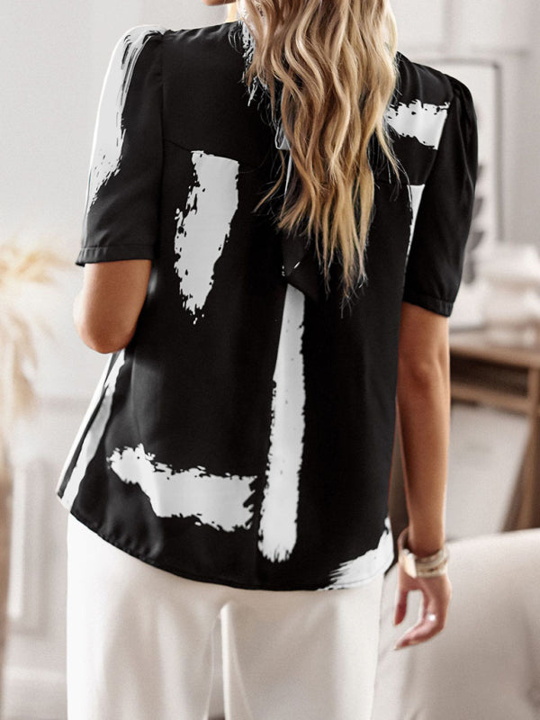 New irregular printing women's short-sleeved shirt