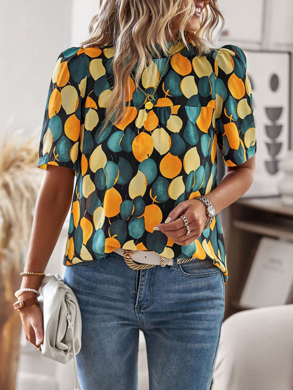 New irregular printing women's short-sleeved shirt