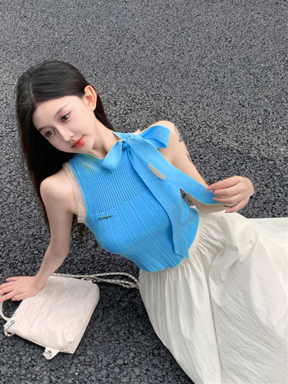 Women's Lace-up Sleeveless Knitted Vest Suspenders