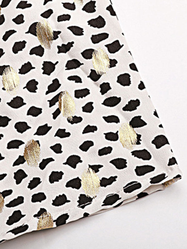 Long-sleeved polka-dot bronzing ruffle shirt