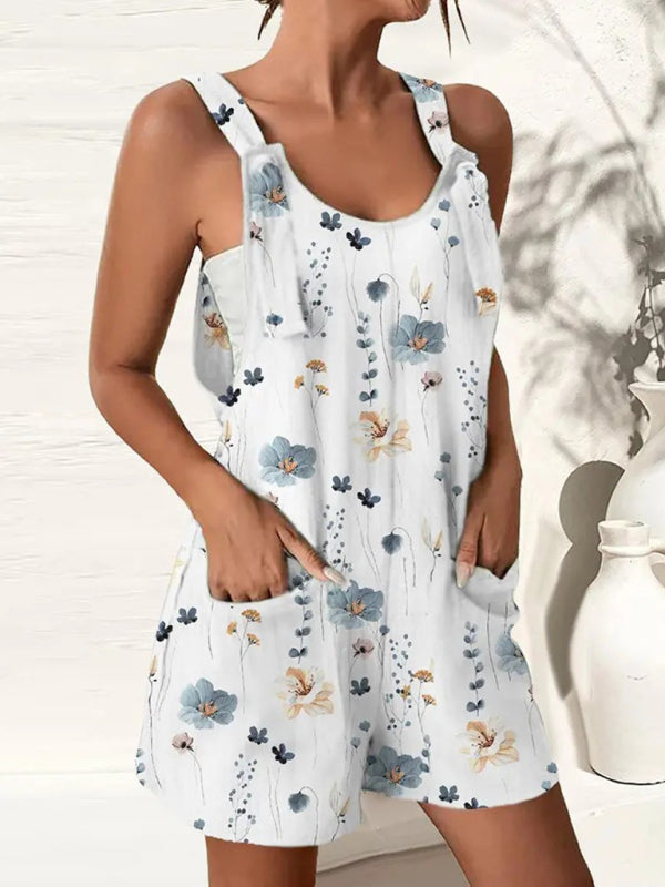 Women's new casual fashion suspenders shorts jumpsuit overalls