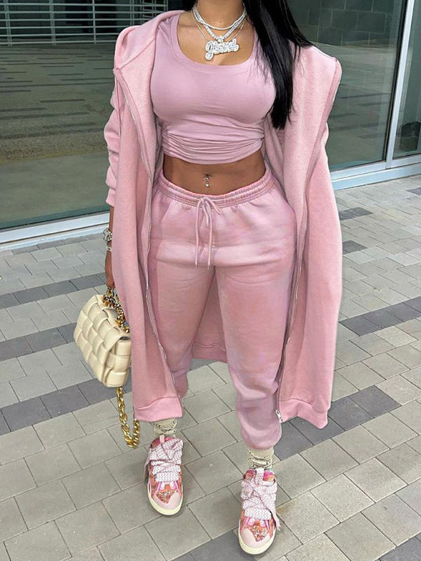 New women's new fashion long-sleeved hooded casual sports suit two-piece set