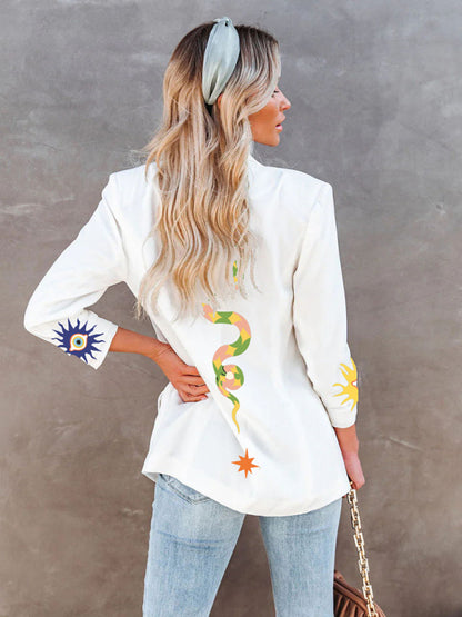 New women's printed fashionable slim long sleeve blazer