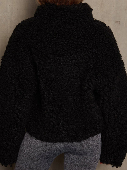 New Plush Cardigan Cropped Jacket Sherpa Wool Coat
