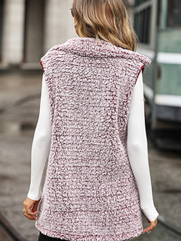 New autumn and winter lapel sleeveless long loose casual cardigan vest