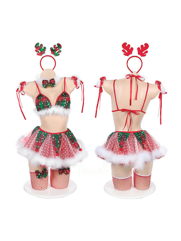 Christmas sexy lingerie uniform temptation