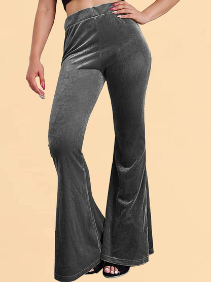 Women's pants velvet flared pants elastic elastic high waist flared pants casual trousers
