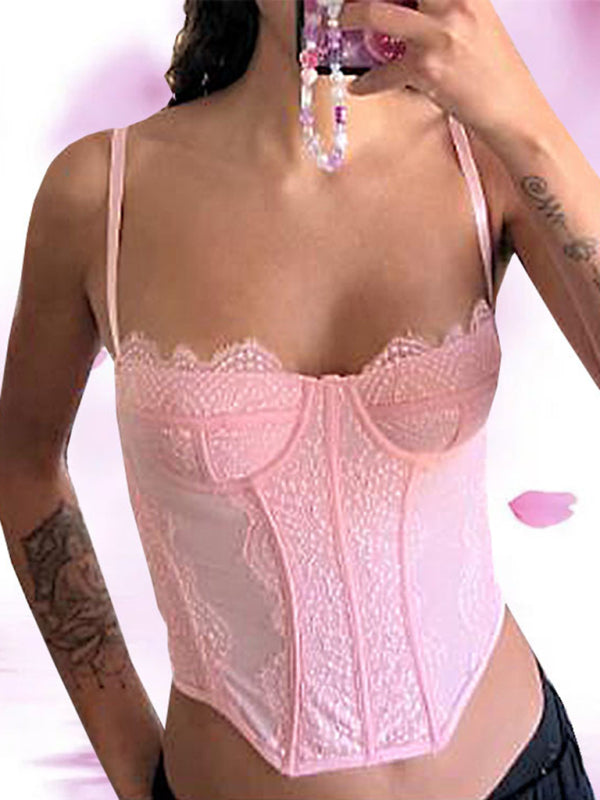 New style lace embroidered fishbone sexy tube top suspender hollow backless outer bra