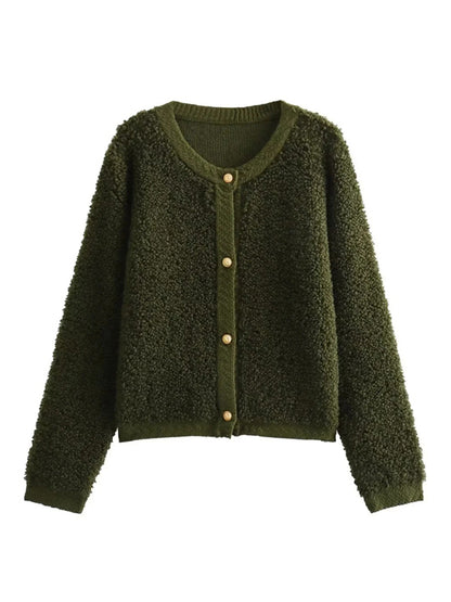 New women's solid color short woolen jacket