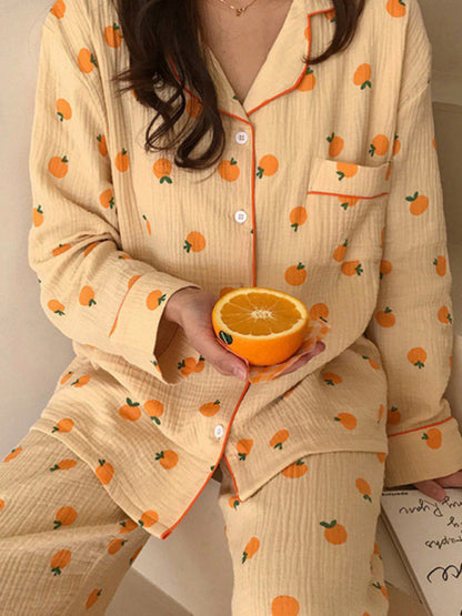 New women's cute and comfortable home wear two-piece cardigan set