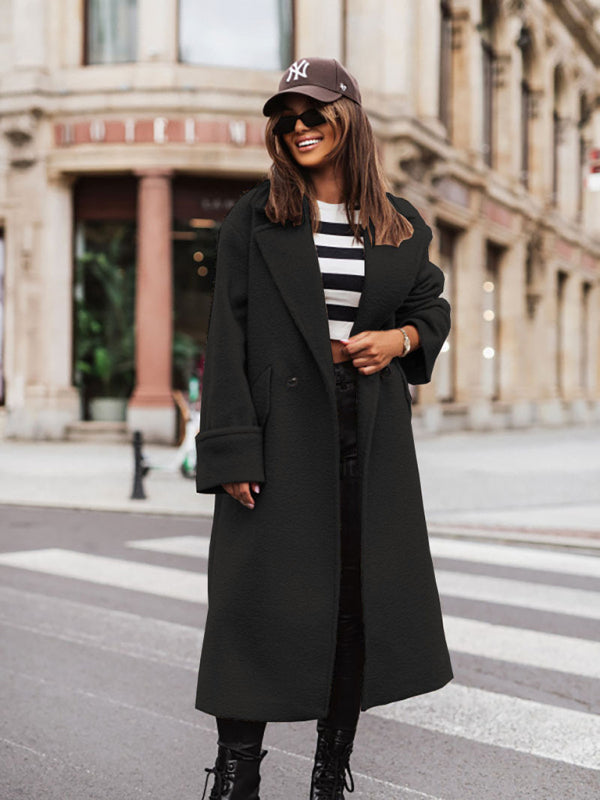 women's oversize loose suit collar woolen coat coat