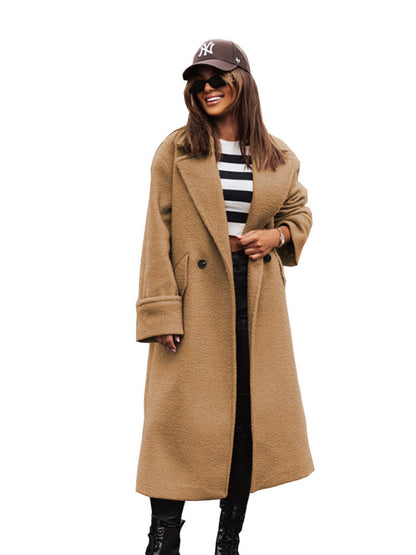 women's oversize loose suit collar woolen coat coat