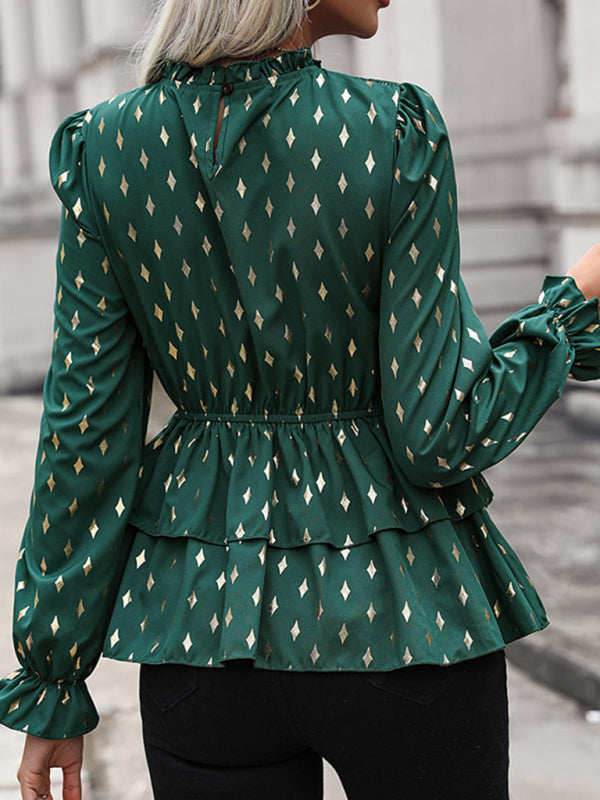 women's hot stamping slim long sleeve shirt