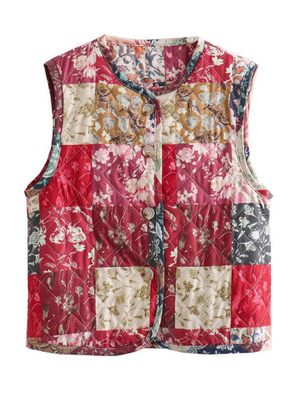 New retro geometric print sleeveless vest
